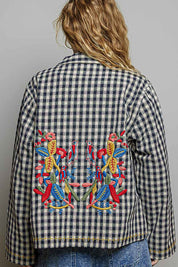 Posy Embroidered Gingham Jacket