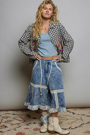 Posy Embroidered Gingham Jacket