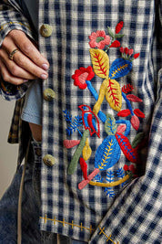 Posy Embroidered Gingham Jacket