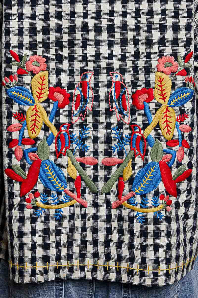 Posy Embroidered Gingham Jacket
