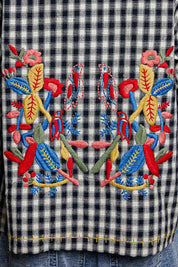 Posy Embroidered Gingham Jacket