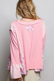 Pressed Flowers V-Neck Lace Patch Top
