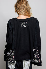 Pressed Flowers V-Neck Lace Patch Top