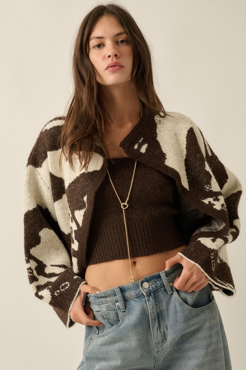 Rainier Abstract Jacquard-Knit High-Collar Offset Sweater