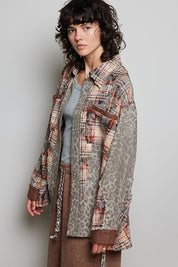 Renegade Mixed Print Studded Shacket