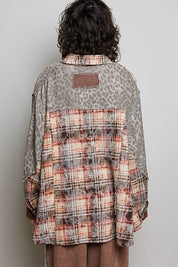 Renegade Mixed Print Studded Shacket