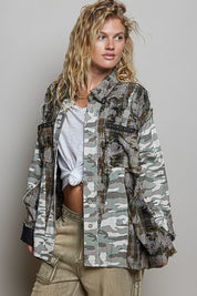 Renegade Mixed Print Studded Shacket