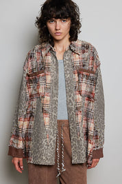 Renegade Mixed Print Studded Shacket