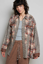 Renegade Mixed Print Studded Shacket