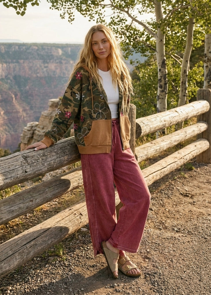 Roaming Daisy Camo Zip-Up Hoodie