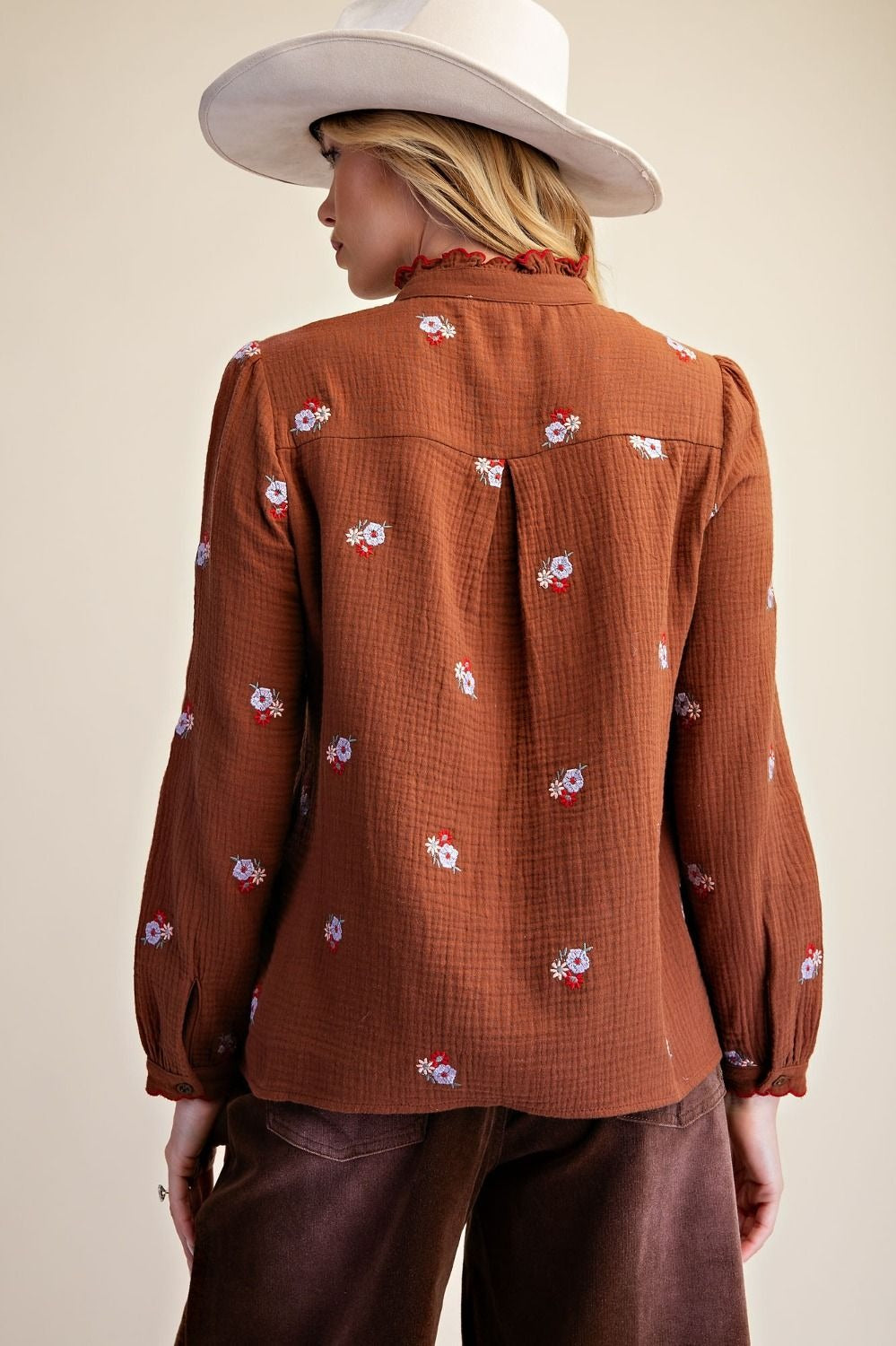 Roslyn Embroidered Cotton Gauze Blouse