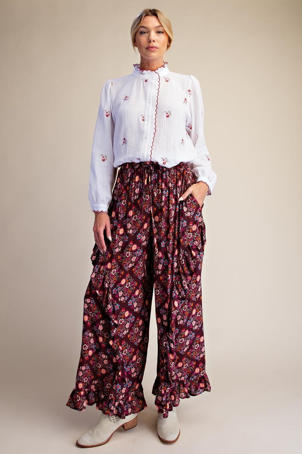Roslyn Embroidered Cotton Gauze Blouse