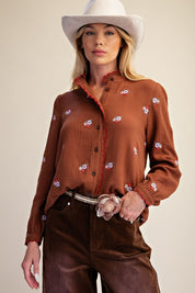 Roslyn Embroidered Cotton Gauze Blouse