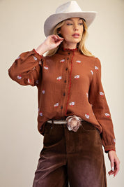 Roslyn Embroidered Cotton Gauze Blouse
