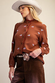 Roslyn Embroidered Cotton Gauze Blouse