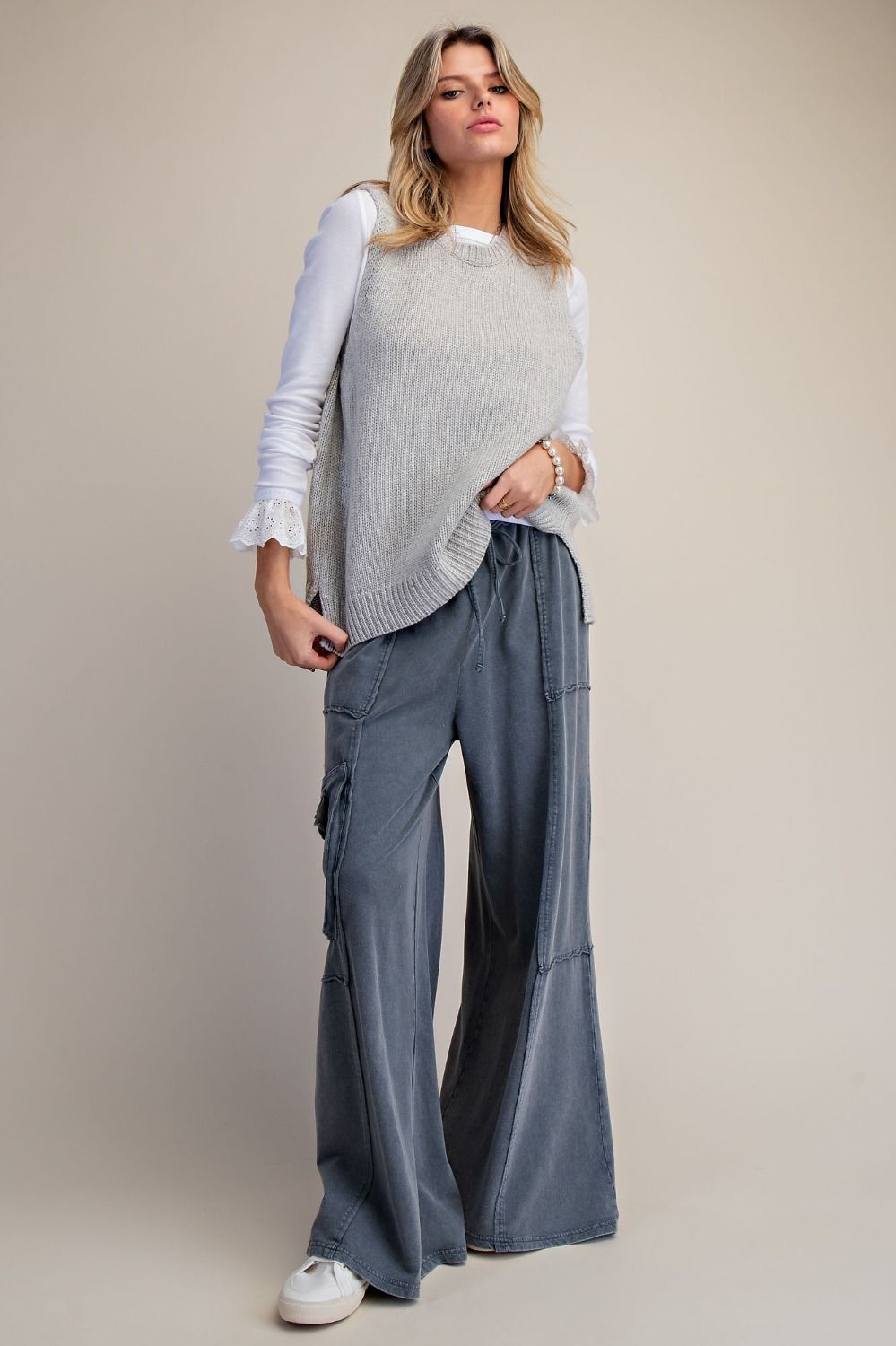 The Essential Ruffled Waistband Terry Knit Pants