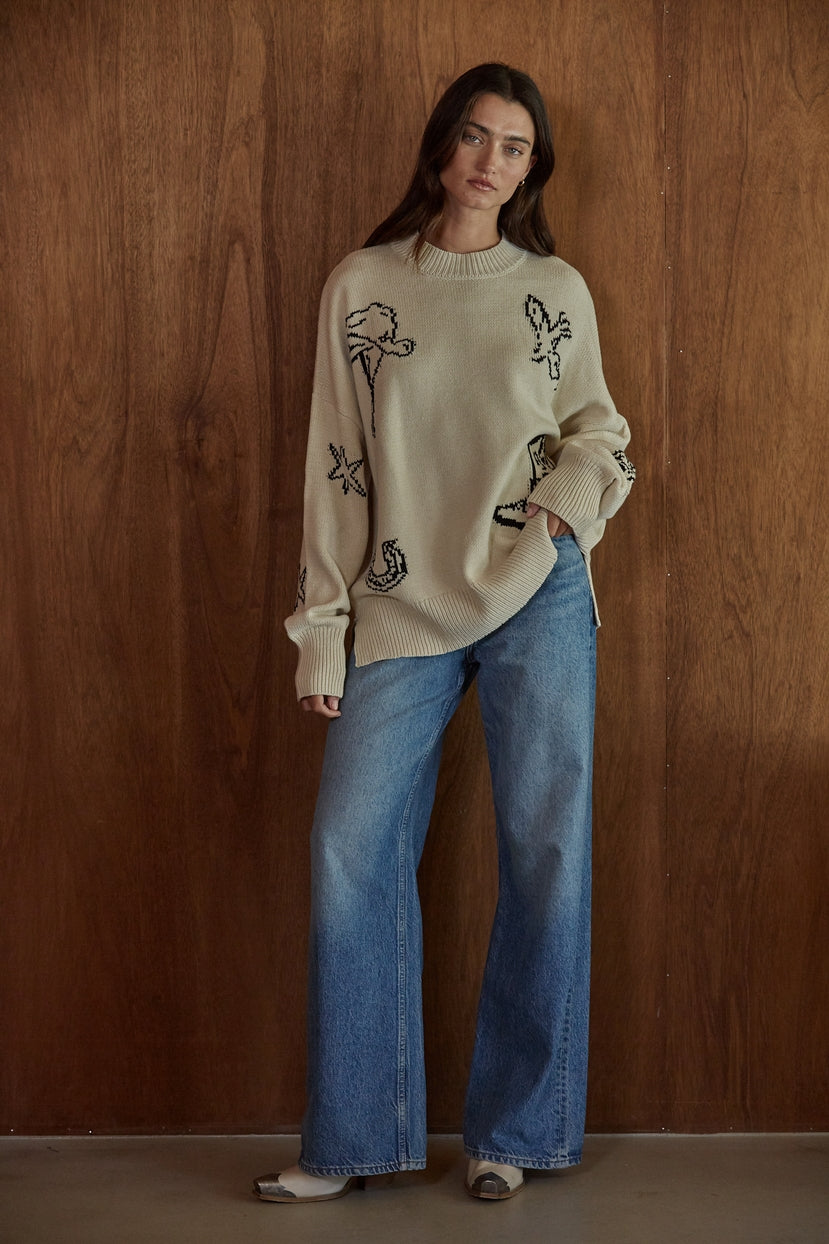 Saddle Up Mock-Neck Knit Sweater