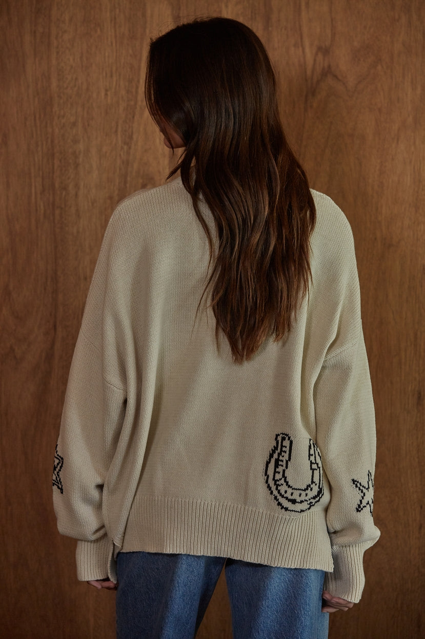 Saddle Up Mock-Neck Knit Sweater