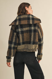 Sawyer Plaid Fuzzy Sweater Cropped Jacket