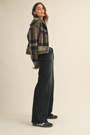 Sawyer Plaid Fuzzy Sweater Cropped Jacket