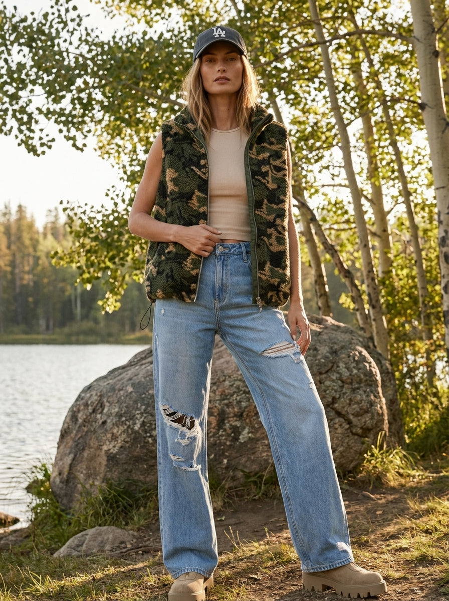 Side Quest Camo Reversible Puffer Vest