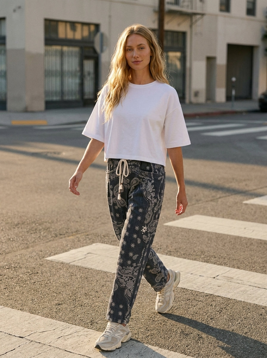 Sienna Bandana Print Barrel Fit Pants