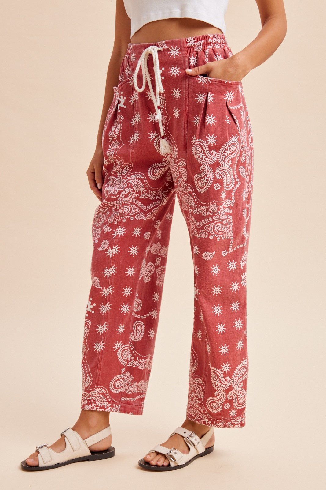 Sienna Bandana Print Barrel Fit Pants