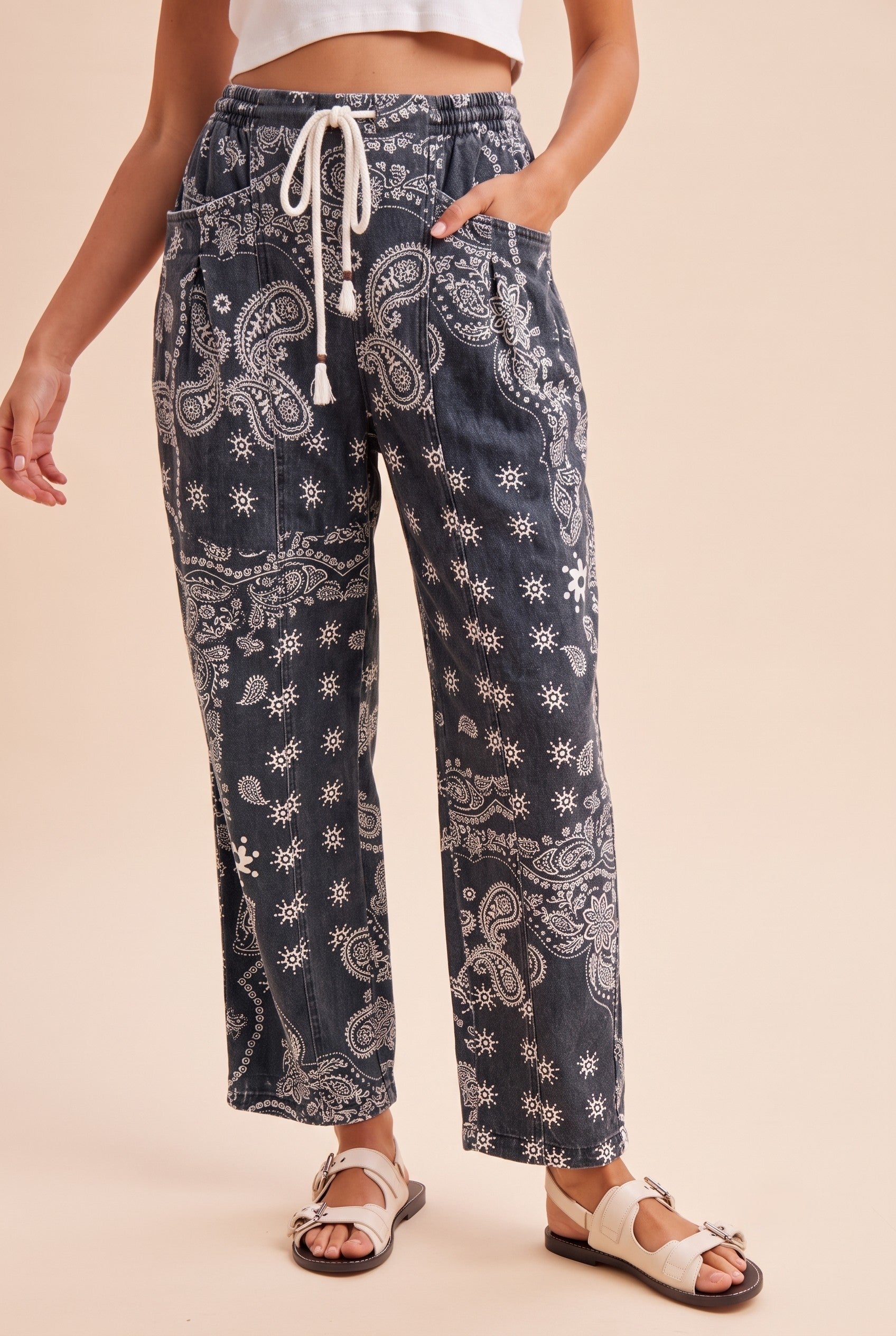 Sienna Bandana Print Barrel Fit Pants