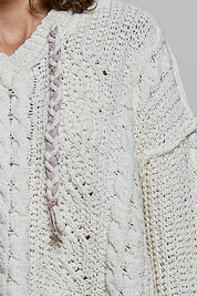 Soft Spot V-Neck Hooded Chenille Sweater