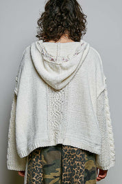Soft Spot V-Neck Hooded Chenille Sweater