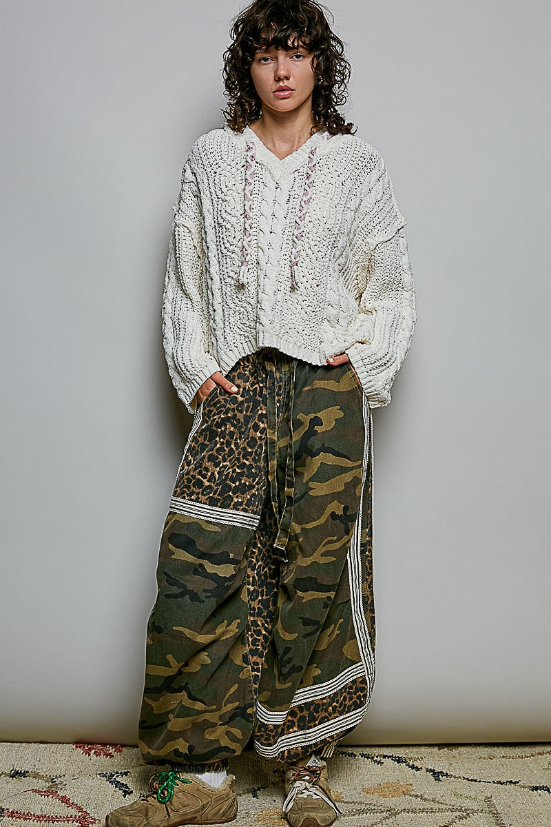Soft Spot V-Neck Hooded Chenille Sweater