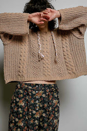 Soft Spot V-Neck Hooded Chenille Sweater