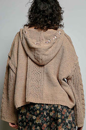 Soft Spot V-Neck Hooded Chenille Sweater