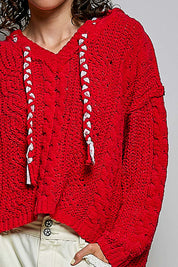 Soft Spot V-Neck Hooded Chenille Sweater