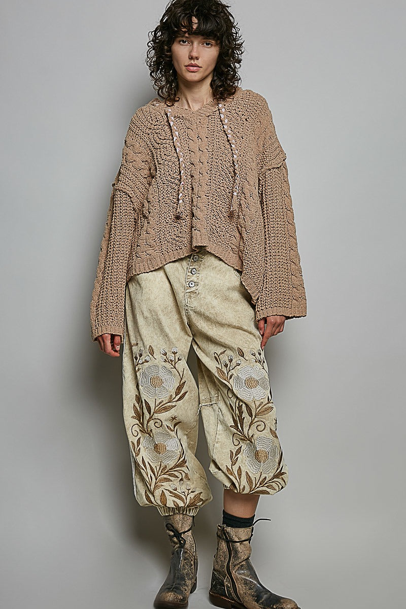 Soft Spot V-Neck Hooded Chenille Sweater