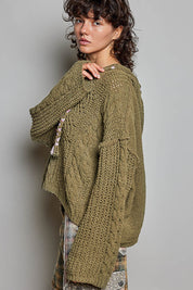 Soft Spot V-Neck Hooded Chenille Sweater