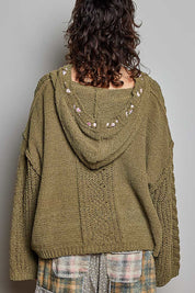 Soft Spot V-Neck Hooded Chenille Sweater
