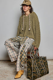 Soft Spot V-Neck Hooded Chenille Sweater