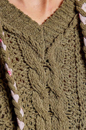 Soft Spot V-Neck Hooded Chenille Sweater