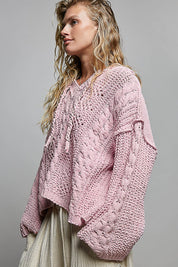 Soft Spot V-Neck Hooded Chenille Sweater