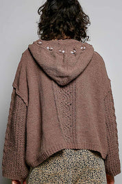 Soft Spot V-Neck Hooded Chenille Sweater
