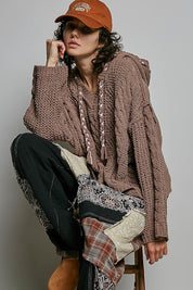 Soft Spot V-Neck Hooded Chenille Sweater