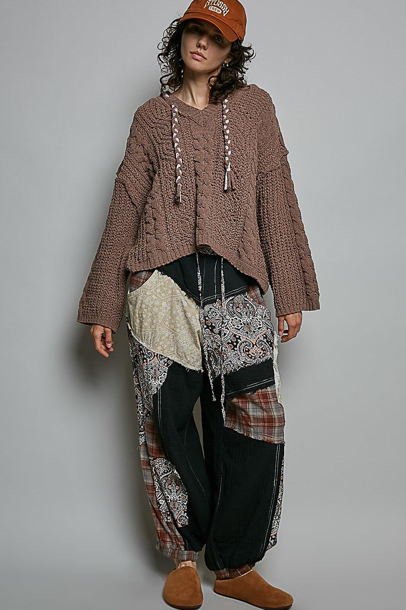Soft Spot V-Neck Hooded Chenille Sweater