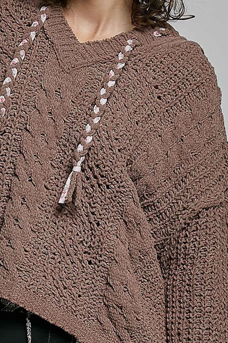 Soft Spot V-Neck Hooded Chenille Sweater