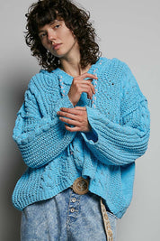 Soft Spot V-Neck Hooded Chenille Sweater