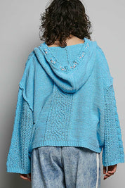 Soft Spot V-Neck Hooded Chenille Sweater