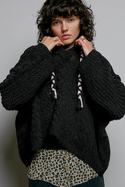 Soft Spot V-Neck Hooded Chenille Sweater