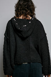 Soft Spot V-Neck Hooded Chenille Sweater