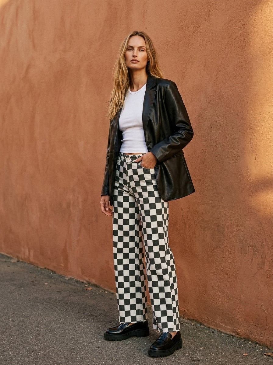 Speedway Checker Board Stretch Pants