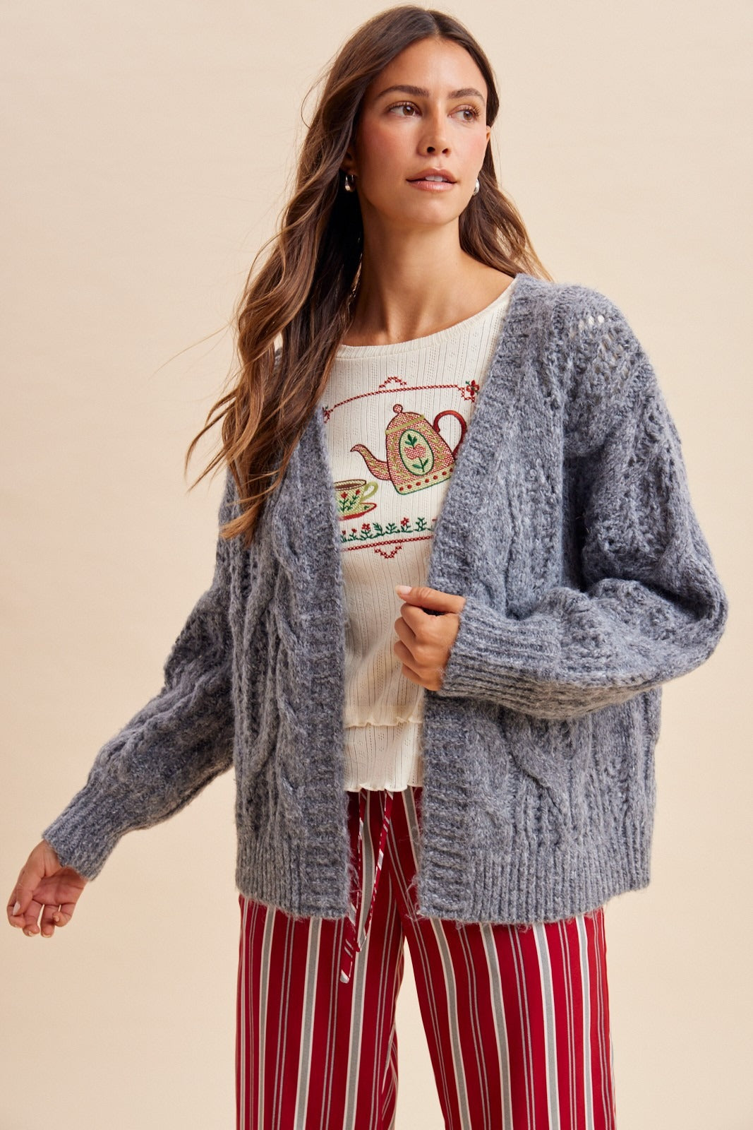 Stonehaven Open Knit Sweater Cardigan